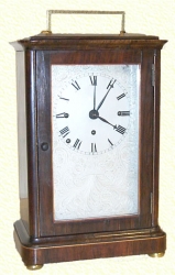 Rare Small Grande Sonnerie Table Clock In Rosewood Case With Satinwood Inlay By Karlinger, Vienna