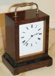 Small French 8 Day Timepiece in Burr Walnut Case