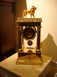 french portico gilt clock