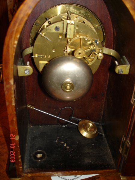 Small Satinwood table clock.