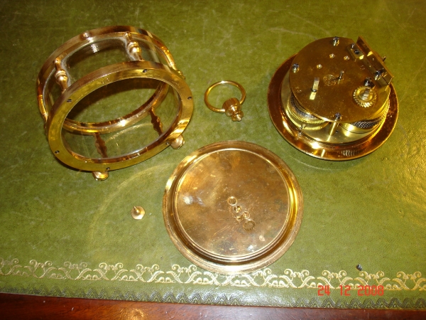 Fine small fusee carriage clock.