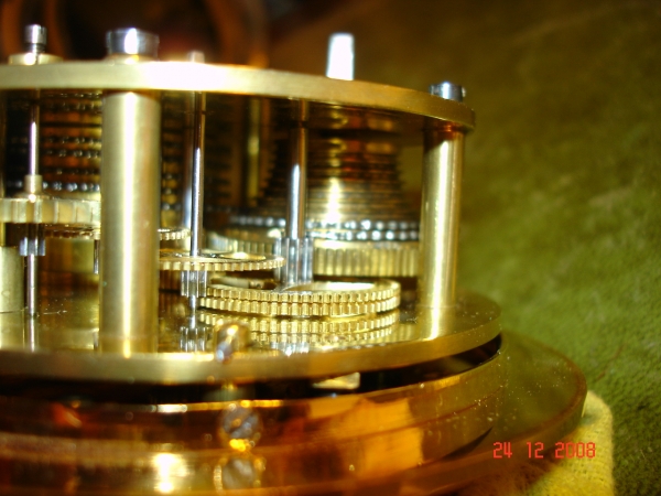 Fine small fusee carriage clock.